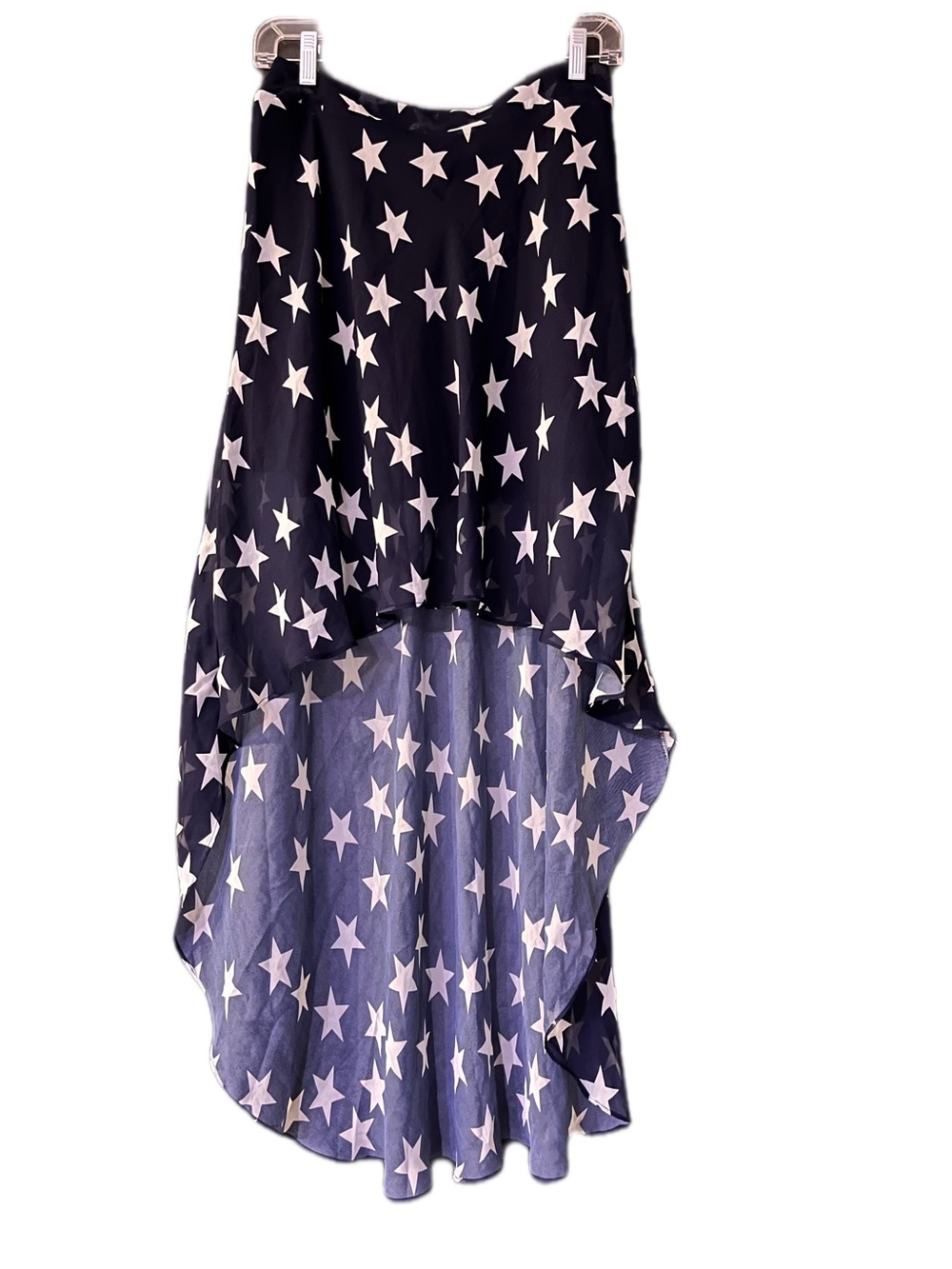 Navy Blue Stars Print Sheer High Low Skirt Forever 21 Size Medium